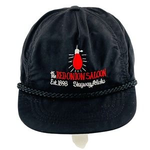 Vintage Red Onion Saloon Cap Black Nylon‎ Red Light Est. 1898 Skagway Alaska